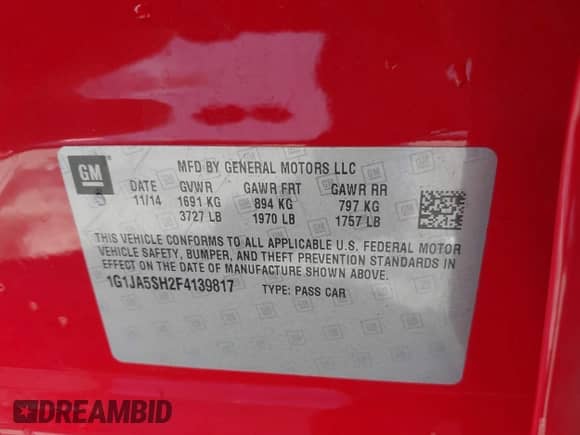 2015 Chevrolet Sonic LS с VIN 1G1JA5SH2F4139817, выставлен на аукционе IAAI как лот 41338950 с пробегом 71 491 миль миль и . История ставок и продаж доступна на DreamBid. Изображение 9.