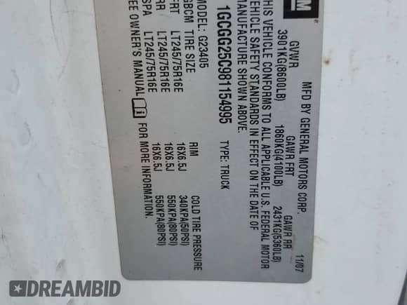 2008 Chevrolet Express Cargo с VIN 1GCGG25C981154995, выставлен на аукционе Copart как лот 86435365 с пробегом 237 001 миль миль и Чистый • Clean title. История ставок и продаж доступна на DreamBid. Изображение 13.