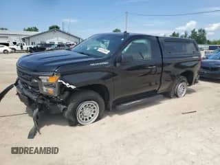 2023 Chevrolet Silverado 1500 Work Truck z VIN 3GCNDAEK0PG116041, wystawiony jako Copart lot #64102845 z przebiegiem 21 467 mil mil oraz Szkoda całkowita • Salvage title. Historia ofert i sprzedaży dostępna na DreamBid. Obrazek 1.