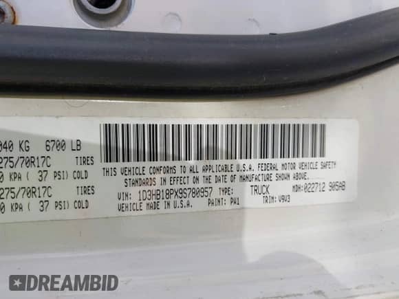 2009 Dodge 1500 SLT with VIN 1D3HB18PX9S780957, listed as a IAAI auction lot 42522369 with 249,676 mi miles and . Bid and sale history available at DreamBid. Image 9.