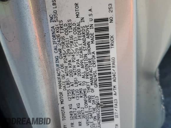 2006 Toyota Tacoma с VIN 5TEUU42N86Z285013, выставлен на аукционе Copart как лот 85072785 с пробегом 172 162 миль миль и Списание • Salvage title. История ставок и продаж доступна на DreamBid. Изображение 12.