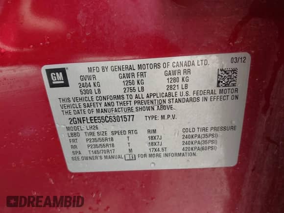 2012 Chevrolet Equinox 1LT with VIN 2GNFLEE55C6301577, listed as a IAAI auction lot 42657407 with 157,843 mi miles and . Bid and sale history available at DreamBid. Image 9.