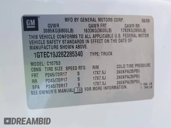 2008 GMC Sierra 1500 SLE1 с VIN 1GTEC19J28Z285340, выставлен на аукционе IAAI как лот 41396436 с пробегом 157 330 миль миль и . История ставок и продаж доступна на DreamBid. Изображение 9.
