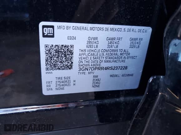 2024 Chevrolet Equinox EV RS с VIN 3GN7DPRR4RS237228, выставлен на аукционе Copart как лот 84963704 с пробегом 3 137 миль миль и Чистый • Clean title. История ставок и продаж доступна на DreamBid. Изображение 13.