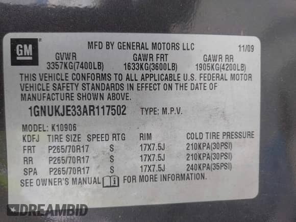 2010 Chevrolet Suburban LT с VIN 1GNUKJE33AR117502, выставлен на аукционе IAAI как лот 43082827 с пробегом 200 098 миль миль и . История ставок и продаж доступна на DreamBid. Изображение 9.