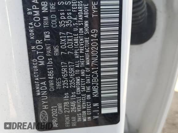 2022 Hyundai Tucson Blue with VIN KM8JBCA17NU020149, listed as a Copart auction lot 83856095 with 81,788 mi miles and Salvage title. Bid and sale history available at DreamBid. Image 12.