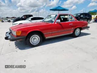 1983 Mercedes-Benz 380 SL with VIN WDBBA45A2DB019267, listed as a Copart auction lot 62862995 with 93,312 mi miles and Salvage title. Bid and sale history available at DreamBid. Image 1.