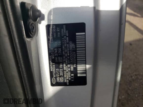 2013 Hyundai Veloster w/Gray Int z VIN KMHTC6AD5DU136899, wystawiony jako Copart lot #66874144 z przebiegiem 89 446 mil mil oraz Szkoda całkowita • Salvage title. Historia ofert i sprzedaży dostępna na DreamBid. Obrazek 13.