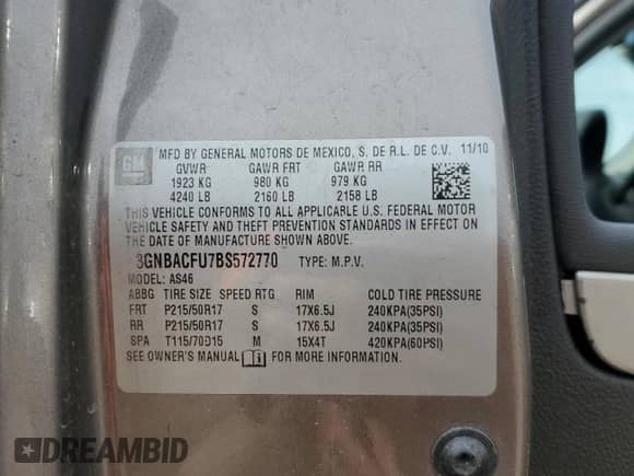 2011 Chevrolet HHR 2LT с VIN 3GNBACFU7BS572770, выставлен на аукционе Copart как лот 55570195 с пробегом 133 118 миль миль и Списание • Salvage title. История ставок и продаж доступна на DreamBid. Изображение 12.