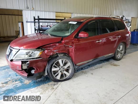 2013 Nissan Pathfinder Platinum с VIN 5N1AR2MNXDC645802, выставлен на аукционе Copart как лот 70888255 с пробегом Не указан миль и Списание • Salvage title. История ставок и продаж доступна на DreamBid. Изображение 1.