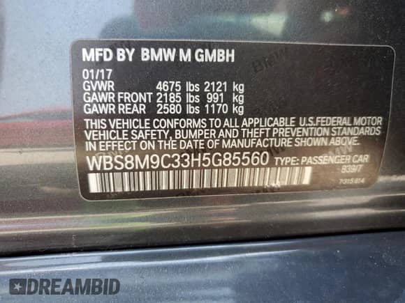 2017 BMW M3 z VIN WBS8M9C33H5G85560, wystawiony jako Copart lot #62140155 z przebiegiem 65 652 mil mil oraz Szkoda całkowita • Salvage title. Historia ofert i sprzedaży dostępna na DreamBid. Obrazek 12.