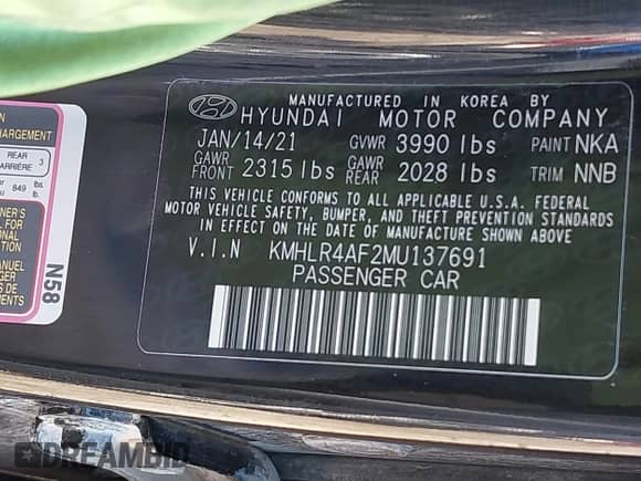 2021 Hyundai Elantra N Line z VIN KMHLR4AF2MU137691, wystawiony jako IAAI lot #42043962 z przebiegiem 85 654 mil mil oraz . Historia ofert i sprzedaży dostępna na DreamBid. Obrazek 9.