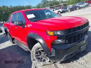 2020 Chevrolet Silverado 1500 Custom Trail Boss with VIN 3GCPYCEF1LG197296, listed as a IAAI auction lot 42175758 with 77,912 mi miles and . Bid and sale history available at DreamBid. Image 1.