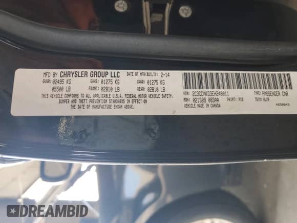 2014 Chrysler 300 C with VIN 2C3CCAKG3EH240011, listed as a Copart auction lot 68589365 with Not provided miles and Clean title. Bid and sale history available at DreamBid. Image 12.