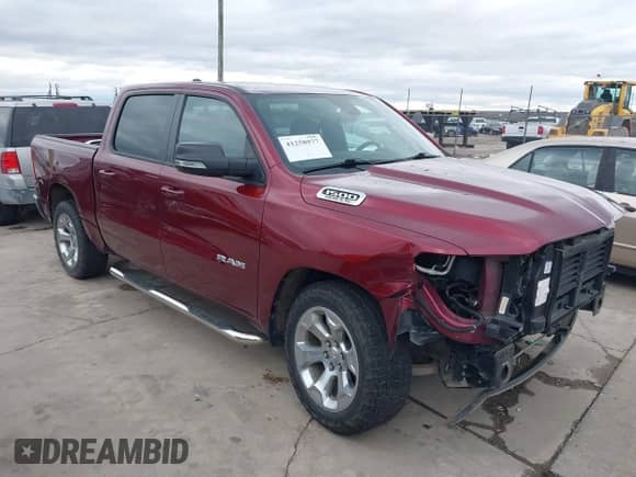 2022 Ram 1500 Big Horn with VIN 1C6RREFT2NN231866, listed as a IAAI auction lot 41258977 with 32,589 mi miles and . Bid and sale history available at DreamBid. Image 1.