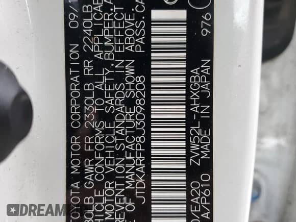 2018 Toyota Prius Plus with VIN JTDKARFP8J3098208, listed as a Copart auction lot 66583635 with 78,893 mi miles and Salvage title. Bid and sale history available at DreamBid. Image 12.