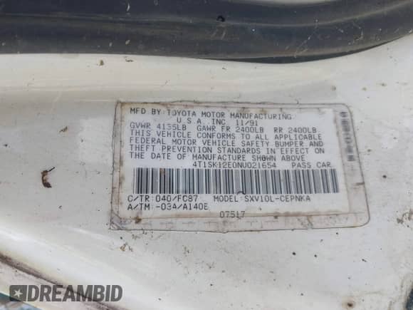 1992 Toyota Camry LE с VIN 4T1SK12E0NU021654, выставлен на аукционе IAAI как лот 42305378 с пробегом 305 421 миль миль и . История ставок и продаж доступна на DreamBid. Изображение 9.