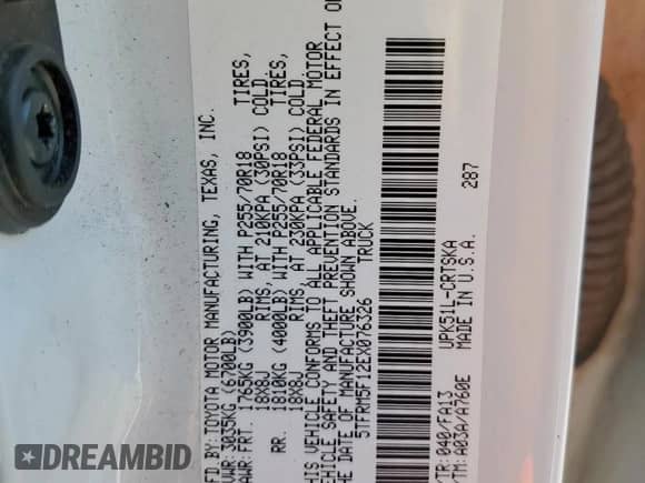 2014 Toyota Tundra SR with VIN 5TFRM5F12EX076326, listed as a Copart auction lot 72065225 with 131,454 mi miles and Salvage title. Bid and sale history available at DreamBid. Image 12.