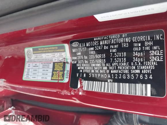 2018 Kia Sorento EX z VIN 5XYPHDA12JG357634, wystawiony jako IAAI lot #41828736 z przebiegiem 52 789 mil mil oraz . Historia ofert i sprzedaży dostępna na DreamBid. Obrazek 9.