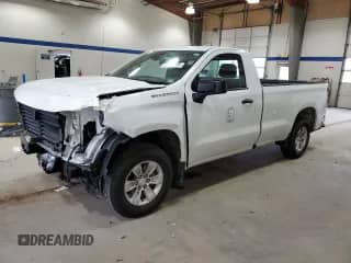 2023 Chevrolet Silverado 1500 Work Truck with VIN 3GCNAAED8PG318698, listed as a Copart auction lot 80709295 with 43,715 mi miles and Salvage title. Bid and sale history available at DreamBid. Image 1.