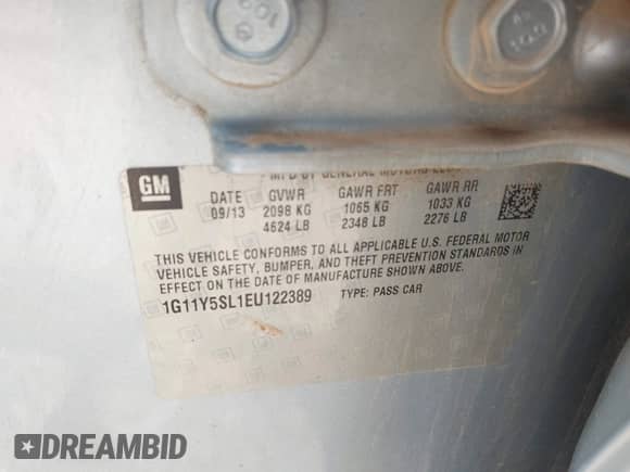 2014 Chevrolet Impala LS с VIN 1G11Y5SL1EU122389, выставлен на аукционе IAAI как лот 42603872 с пробегом 159 550 миль миль и . История ставок и продаж доступна на DreamBid. Изображение 9.