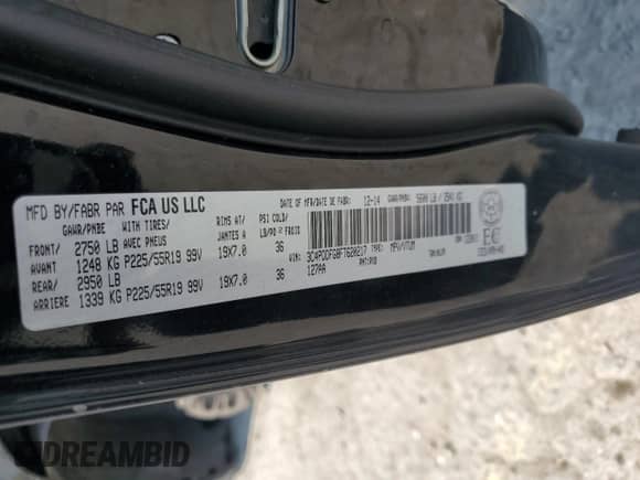 2015 Dodge Journey R/T с VIN 3C4PDDFG8FT620217, выставлен на аукционе Copart как лот 64522545 с пробегом Не указан миль и Списание • Salvage title. История ставок и продаж доступна на DreamBid. Изображение 14.