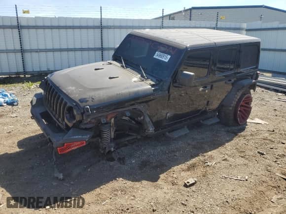 2021 Jeep Wrangler Unlimited Sahara Altitude z VIN 1C4HJXEG4MW731421, wystawiony jako Copart lot #54960915 z przebiegiem 105 243 mil mil oraz Szkoda całkowita • Salvage title. Historia ofert i sprzedaży dostępna na DreamBid. Obrazek 1.