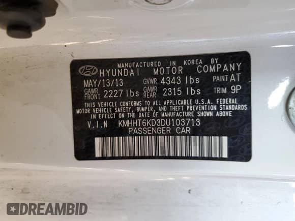 2013 Hyundai Genesis Coupe R-Spec with VIN KMHHT6KD3DU103713, listed as a Copart auction lot 52994445 with 127,696 mi miles and Clean title. Bid and sale history available at DreamBid. Image 12.