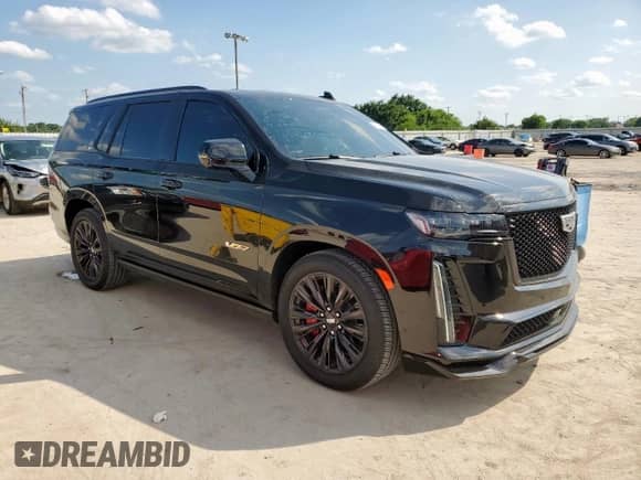 2024 Cadillac Escalade AWD V-Series with VIN 1GYS4HK95RR399949, listed as a Copart auction lot 59360395 with 6,163 mi miles and Salvage title. Bid and sale history available at DreamBid. Image 4.
