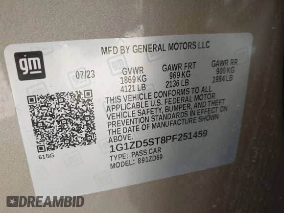 2023 Chevrolet Malibu LT с VIN 1G1ZD5ST8PF251459, выставлен на аукционе IAAI как лот 43502804 с пробегом 49 368 миль миль и . История ставок и продаж доступна на DreamBid. Изображение 9.