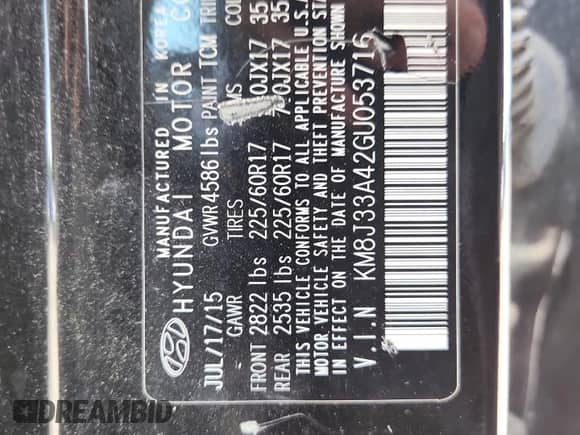 2016 Hyundai Tucson SE with VIN KM8J33A42GU053716, listed as a Copart auction lot 64896245 with Not provided miles and Clean title. Bid and sale history available at DreamBid. Image 12.