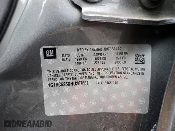 2017 Chevrolet Volt LT с VIN 1G1RC6S5XHU207681, выставлен на аукционе Copart как лот 36190893 с пробегом 71 046 миль миль и . История ставок и продаж доступна на DreamBid. Изображение 14.