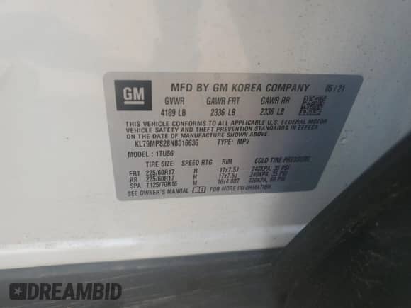 2022 Chevrolet TrailBlazer LT with VIN KL79MPS28NB016636, listed as a Copart auction lot 80699665 with 19,613 mi miles and Clean title. Bid and sale history available at DreamBid. Image 13.