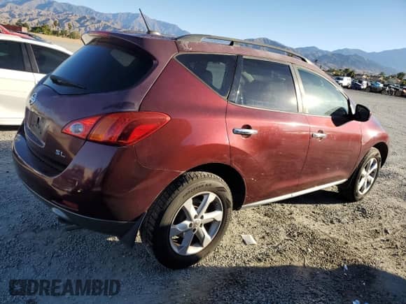2009 Nissan Murano SL with VIN JN8AZ18U69W026821, listed as a Copart auction lot 90069535 with 185,946 mi miles and Salvage title. Bid and sale history available at DreamBid. Image 3.