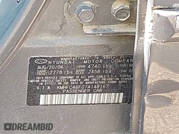 2007 Hyundai Azera SE с VIN KMHFC46F07A148167, выставлен на аукционе IAAI как лот 42975590 с пробегом 177 201 миль миль и . История ставок и продаж доступна на DreamBid. Изображение 9.