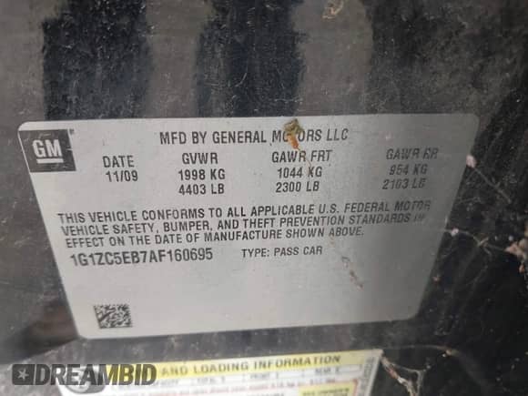 2010 Chevrolet Malibu 1LT с VIN 1G1ZC5EB7AF160695, выставлен на аукционе IAAI как лот 43284843 с пробегом 136 222 миль миль и . История ставок и продаж доступна на DreamBid. Изображение 9.