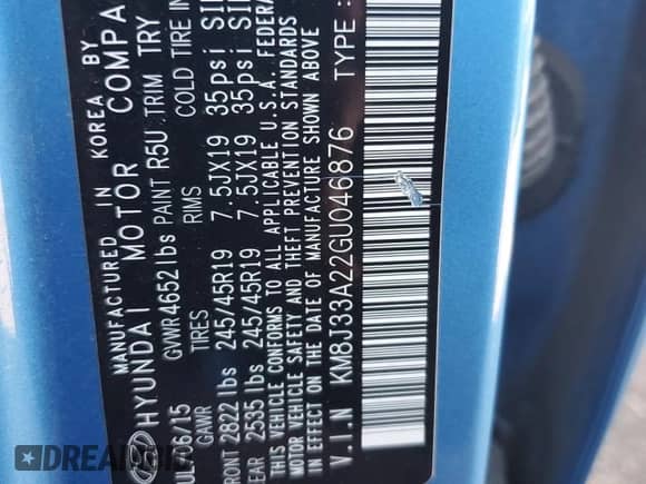 2016 Hyundai Tucson Limited z VIN KM8J33A22GU046876, wystawiony jako Copart lot #86079775 z przebiegiem 151 359 mil mil oraz Czysty tytuł • Clean title. Historia ofert i sprzedaży dostępna na DreamBid. Obrazek 12.