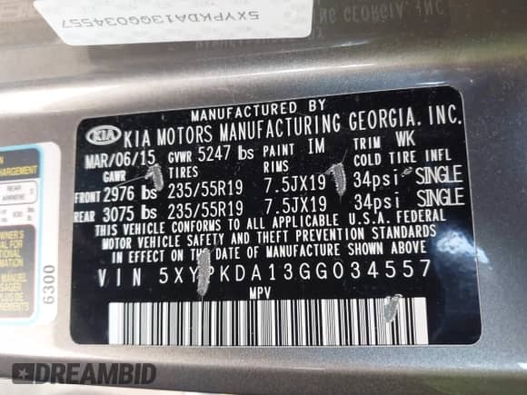 2016 Kia Sorento SXL с VIN 5XYPKDA13GG034557, выставлен на аукционе IAAI как лот 42846363 с пробегом 84 015 миль миль и . История ставок и продаж доступна на DreamBid. Изображение 9.