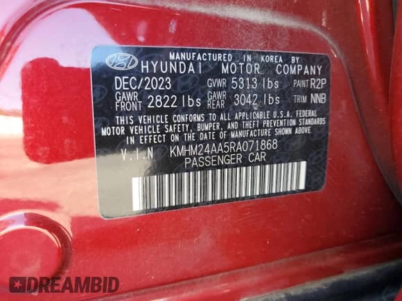 2024 Hyundai Ioniq 6 SE с VIN KMHM24AA5RA071868, выставлен на аукционе Copart как лот 80259125 с пробегом 17 341 миль миль и Списание • Salvage title. История ставок и продаж доступна на DreamBid. Изображение 12.