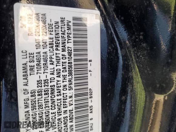 2006 Honda Odyssey Touring with VIN 5FNRL38856B104827, listed as a Copart auction lot 84166925 with 247,565 mi miles and Clean title. Bid and sale history available at DreamBid. Image 13.