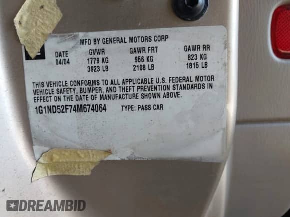 2004 Chevrolet Malibu Classic z VIN 1G1ND52F74M674064, wystawiony jako IAAI lot #42473384 z przebiegiem 127 001 mil mil oraz . Historia ofert i sprzedaży dostępna na DreamBid. Obrazek 9.