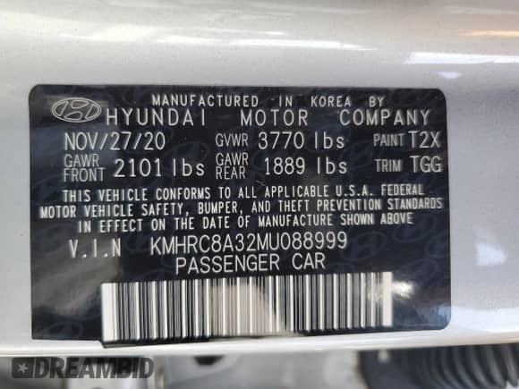 2021 Hyundai Venue SEL с VIN KMHRC8A32MU088999, выставлен на аукционе Copart как лот 68660365 с пробегом 28 314 миль миль и Списание • Salvage title. История ставок и продаж доступна на DreamBid. Изображение 13.