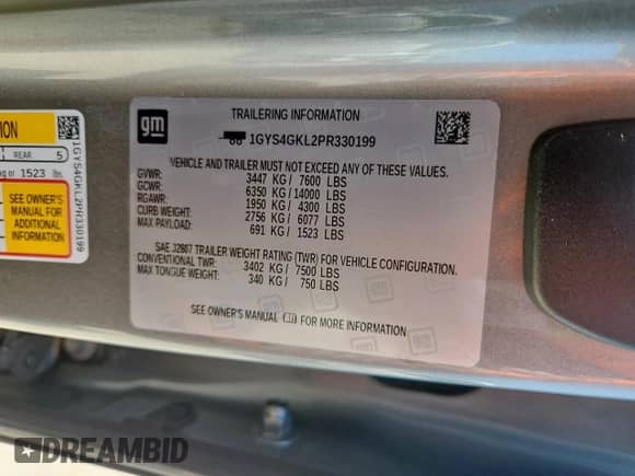 2023 Cadillac Escalade 4WD Sport Platinum z VIN 1GYS4GKL2PR330199, wystawiony jako Copart lot #66476765 z przebiegiem 19 303 mil mil oraz Szkoda całkowita • Salvage title. Historia ofert i sprzedaży dostępna na DreamBid. Obrazek 14.