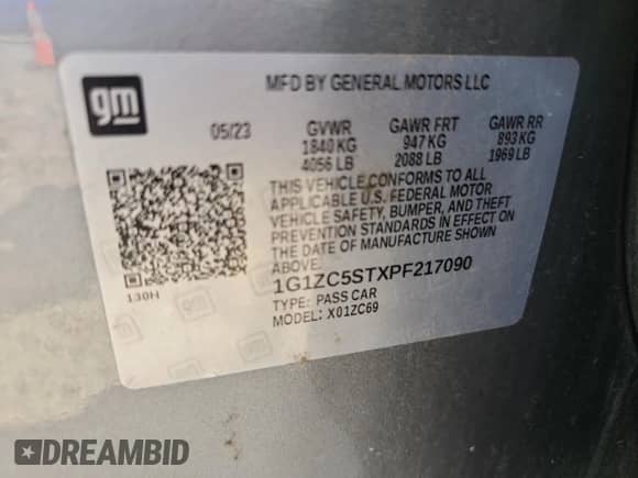 2023 Chevrolet Malibu LS z VIN 1G1ZC5STXPF217090, wystawiony jako Copart lot #65167235 z przebiegiem 85 753 mil mil oraz Szkoda całkowita • Salvage title. Historia ofert i sprzedaży dostępna na DreamBid. Obrazek 13.