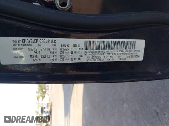 2014 Dodge Journey American Value with VIN 3C4PDCAB5ET198377, listed as a IAAI auction lot 43284974 with 182,058 mi miles and . Bid and sale history available at DreamBid. Image 9.