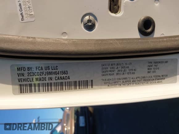 2021 Dodge Challenger R/T Scat Pack Widebody с VIN 2C3CDZFJ9MH641563, выставлен на аукционе IAAI как лот 42813149 с пробегом 60 854 миль миль и . История ставок и продаж доступна на DreamBid. Изображение 9.