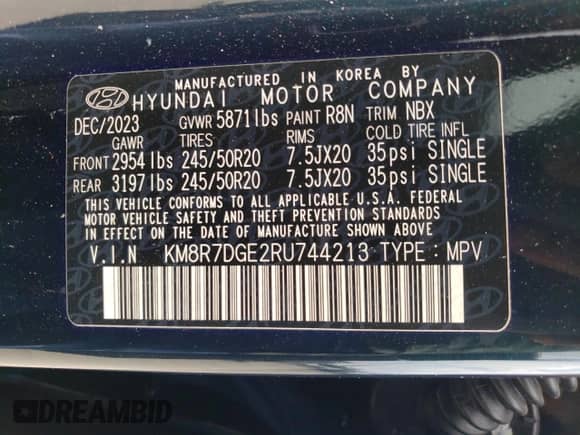 2024 Hyundai Palisade Calligraphy with VIN KM8R7DGE2RU744213, listed as a Copart auction lot 66895475 with 6,992 mi miles and Salvage title. Bid and sale history available at DreamBid. Image 12.