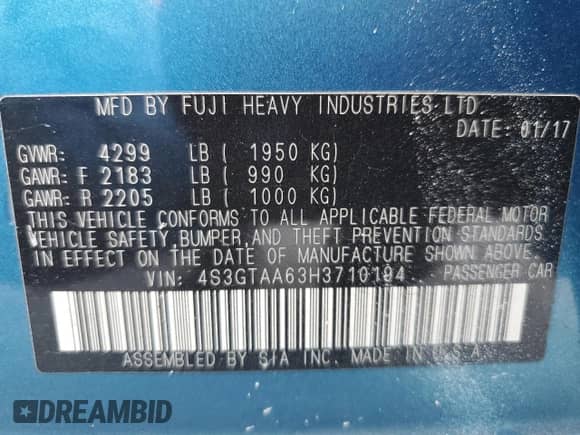 2017 Subaru Impreza with VIN 4S3GTAA63H3710194, listed as a Copart auction lot 84468895 with 97,107 mi miles and Salvage title. Bid and sale history available at DreamBid. Image 13.