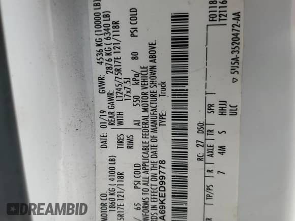 2019 Ford F-250 XL с VIN 1FT7X2A69KED99778, выставлен на аукционе Copart как лот 83923775 с пробегом 172 666 миль миль и Списание • Salvage title. История ставок и продаж доступна на DreamBid. Изображение 12.