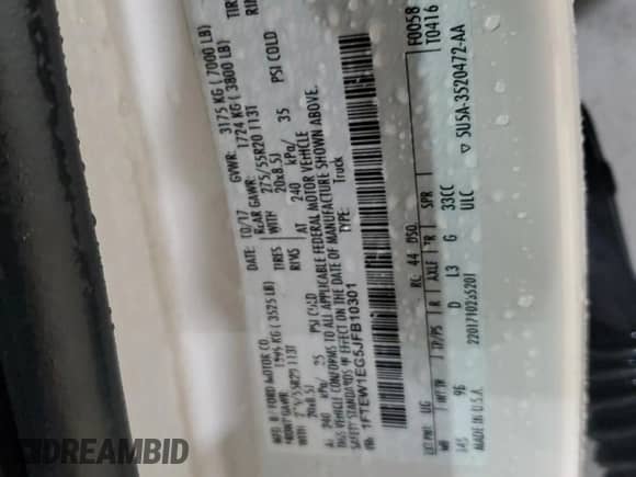 2018 Ford F-150 XLT z VIN 1FTEW1EG5JFB10301, wystawiony jako Copart lot #71233965 z przebiegiem 160 210 mil mil oraz Szkoda całkowita • Salvage title. Historia ofert i sprzedaży dostępna na DreamBid. Obrazek 12.